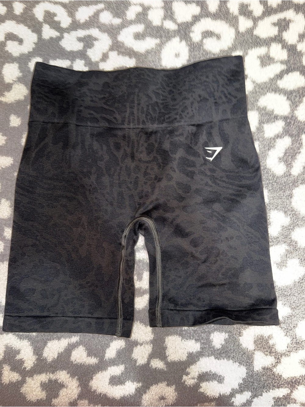 Gymshark Black Leopard-Print High-Waist Bike Shorts